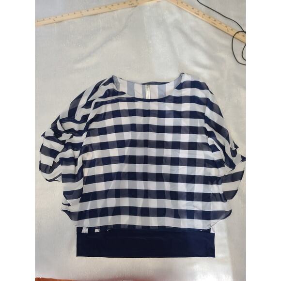 PerSeption batwing blouse nautical blue/white stripes Size Large Beachy office - Picture 5 of 8